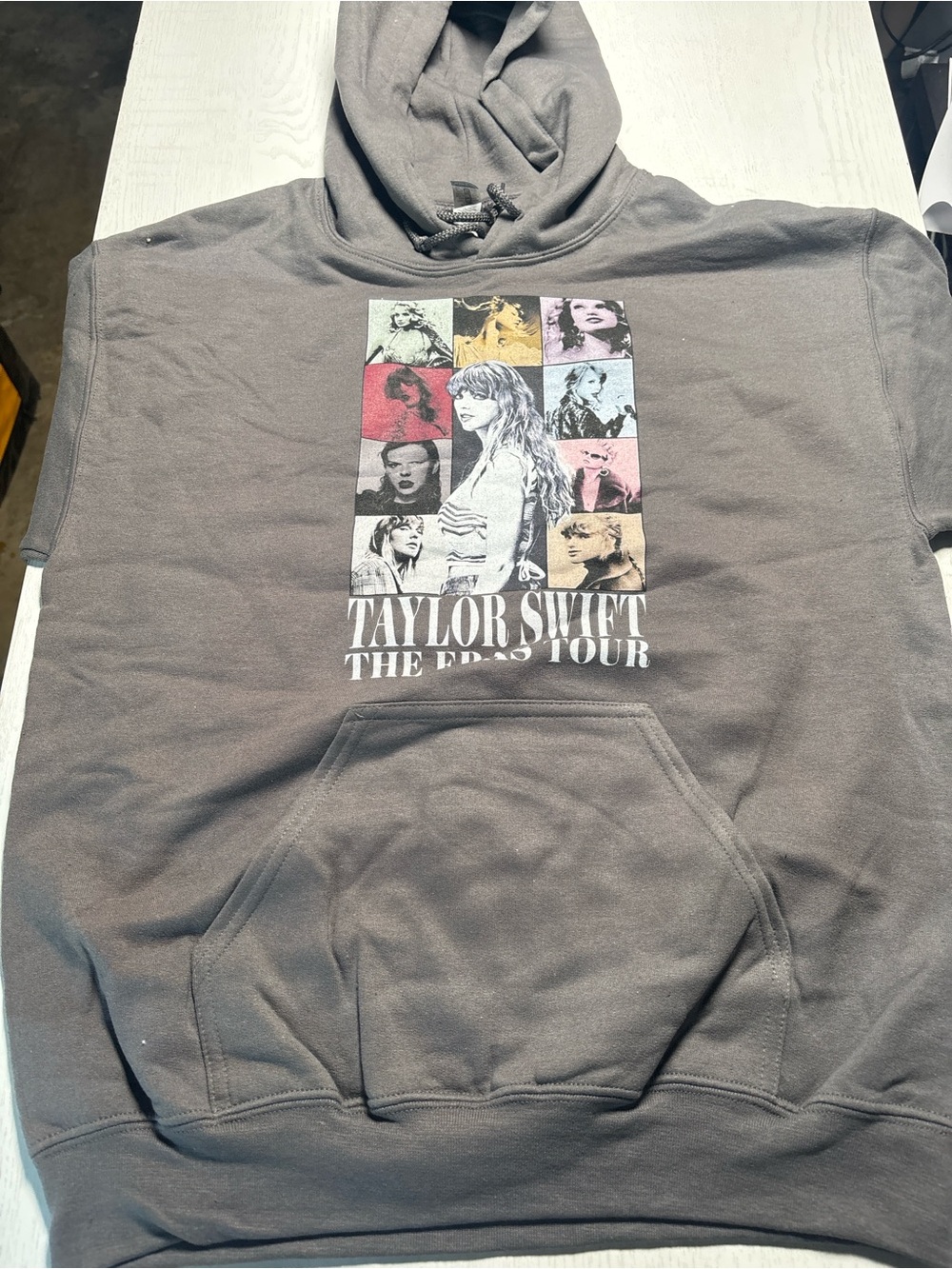 Gildan Charcoal Graphic Pullover Hoodie with Multi-Color Photo Grid